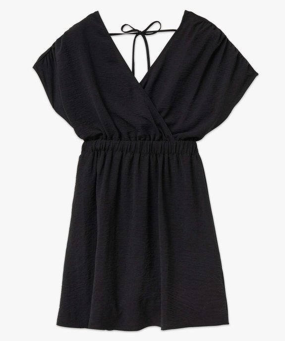 Robe femme en maille gaufrée avec double décolleté cache-coeur vue4 - GEMO(FEMME PAP) - GEMO