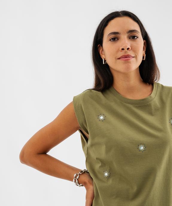 Tee-shirt sans manches avec strass et perles femme vue2 - GEMO(FEMME PAP) - GEMO