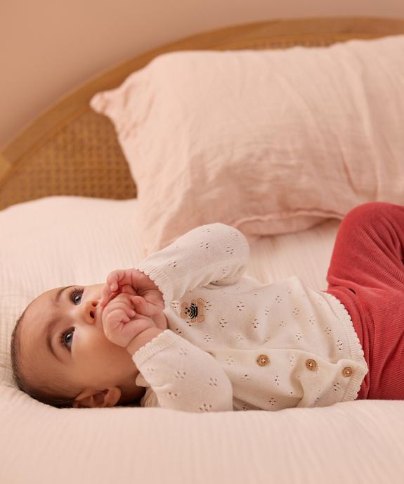 Gilet brassière en coton fin ajouré bébé - LuluCastagnette vue5 - LULU CASTAGNETTE G4G D - GEMO