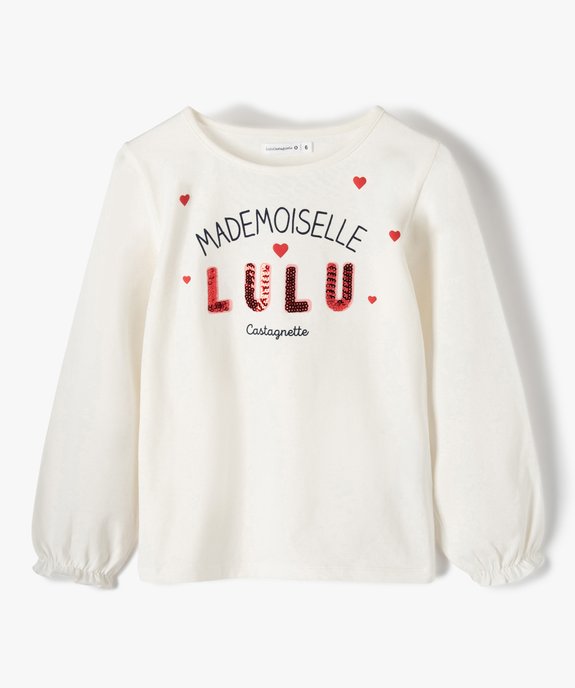 Tee-shirt fille avec motif et sequins brodés – LuluCastagnette vue1 - LULUCASTAGNETTE - GEMO