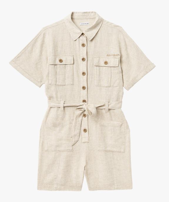 Combishort en lin look saharienne femme - LuluCastagnette - LULUCASTAGNETTE Combishort en lin look saharienne femme - LuluCastagnette vue5 - LULUCASTAGNETTE - GEMO
