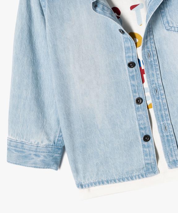 Ensemble 2 pièces chemise et tee-shirt bébé garçon vue2 - GEMO(BEBE DEBT) - GEMO