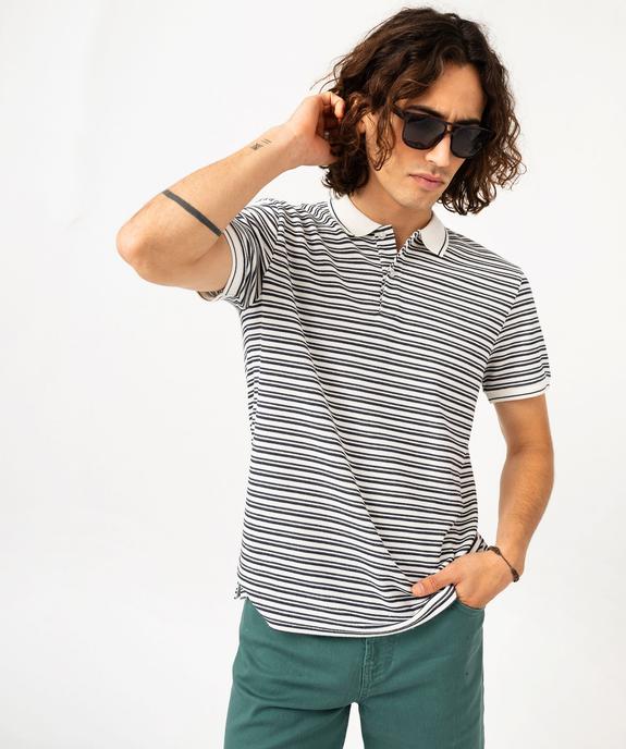 Polo à manches courtes rayé homme vue2 - GEMO (HOMME) - GEMO