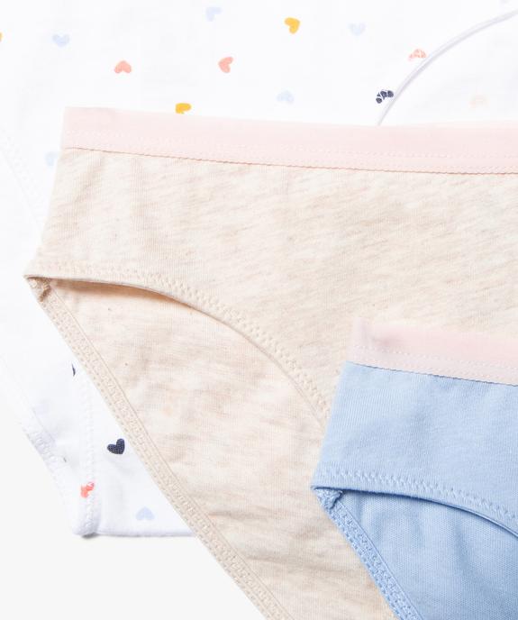 Culottes fille à motifs girly en coton biologique  (lot de 3) vue2 - GEMO 4G FILLE - GEMO