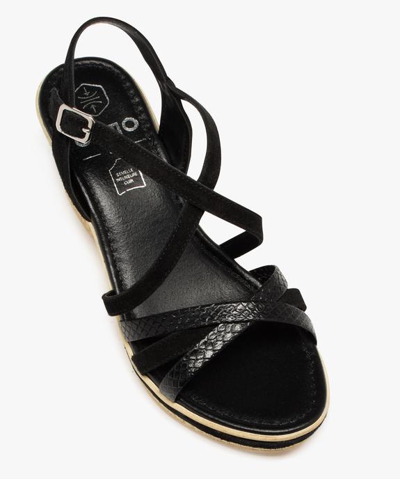 Sandales femme à talon compensé corde imitation avec brides unies fantaisie  vue5 - GEMO(URBAIN) - GEMO