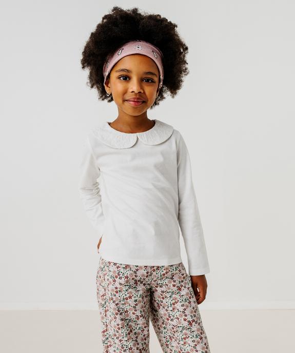 Tee-shirt manches longues avec col Claudine fille vue1 - GEMO 4G FILLE - GEMO