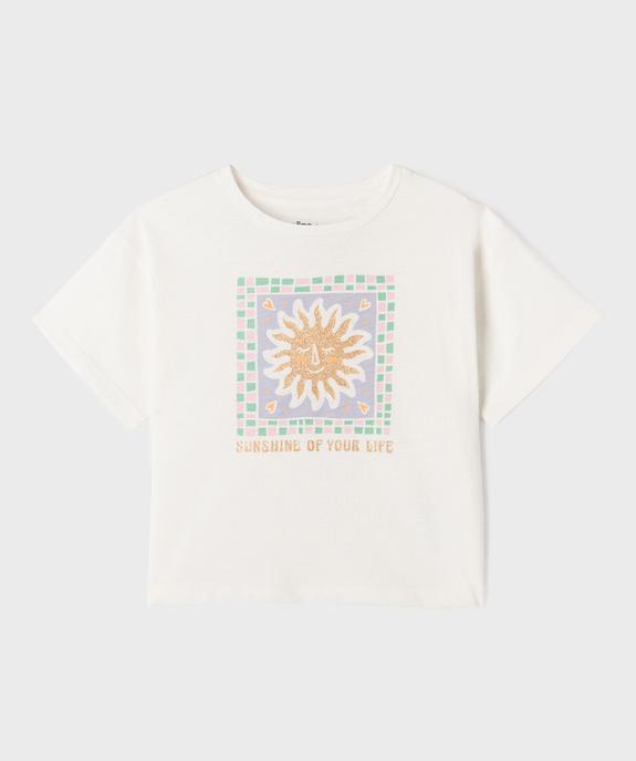Tee-shirt manches courtes en jersey de coton à motif fille vue1 - GEMO 4G FILLE - GEMO