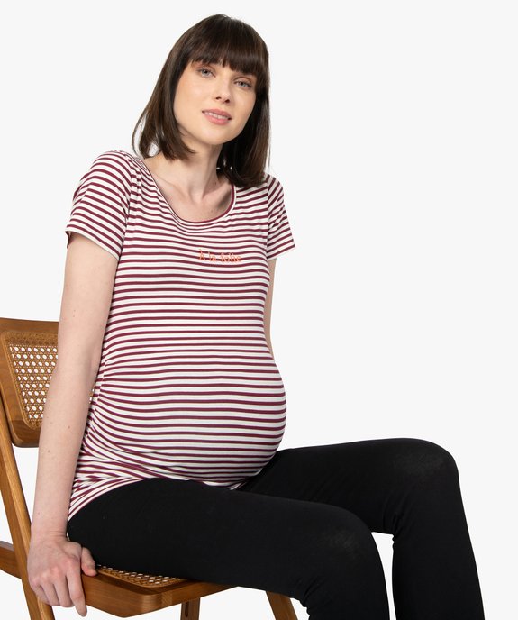 Tee-shirt de grossesse imprimé avec grand col rond vue1 - GEMO (MATER) - GEMO