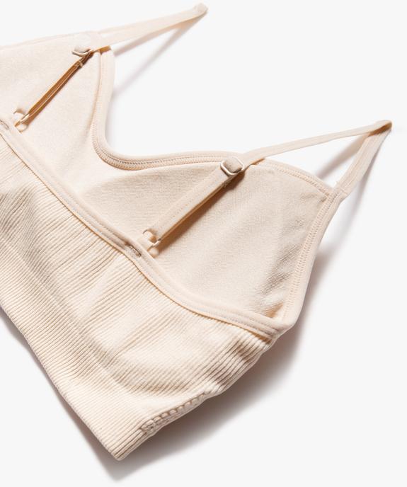 Brassière à fines bretelles en maille côtelée avec mousses amovibles fille vue2 - GEMO (JUNIOR) - GEMO