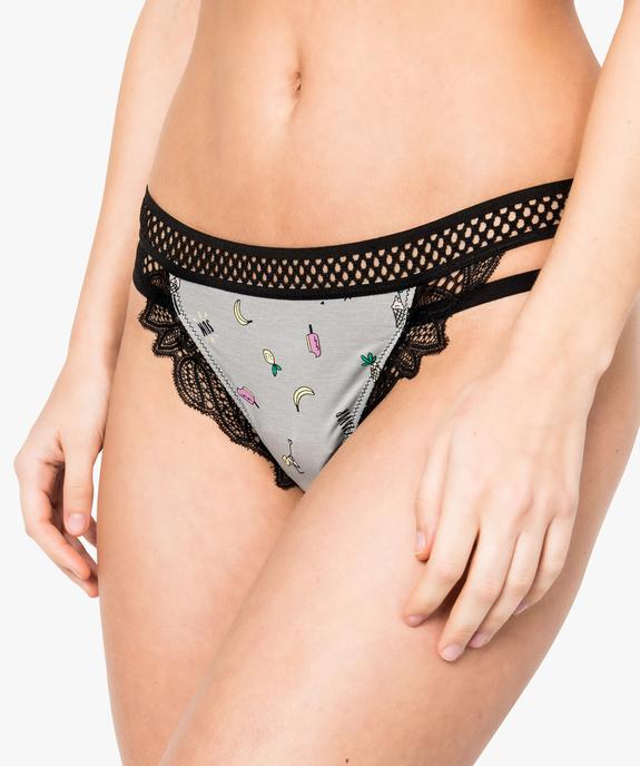 String avec dentelle et ceinture élastique ajourée vue2 - GEMO(HOMWR FEM) - GEMO