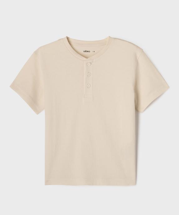 Tee-shirt uni col tunisien garçon vue1 - GEMO (ENFANT) - GEMO