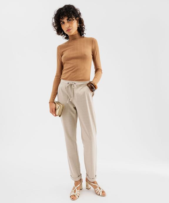 Pantalon en maille extensible à micro motifs femme vue8 - GEMO(FEMME PAP) - GEMO
