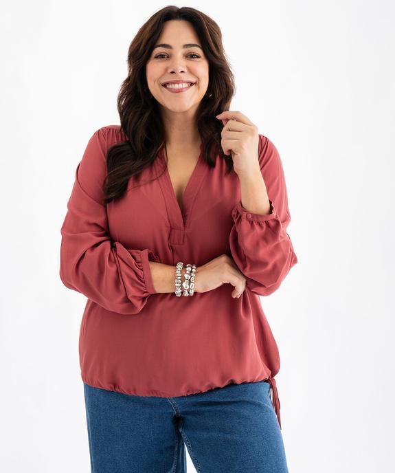 Blouse manches longues et col V fluide femme grande taille vue1 - GEMO 4G GT - GEMO