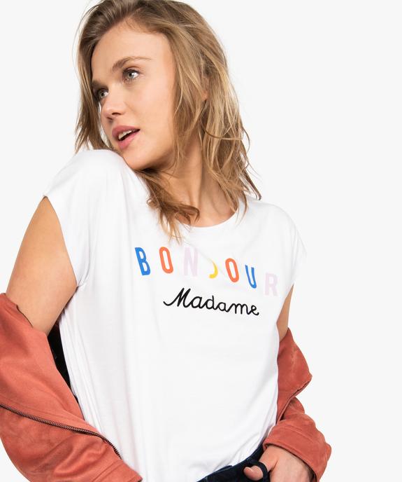 Tee-shirt femme coupe large avec inscription vue2 - GEMO(FEMME PAP) - GEMO
