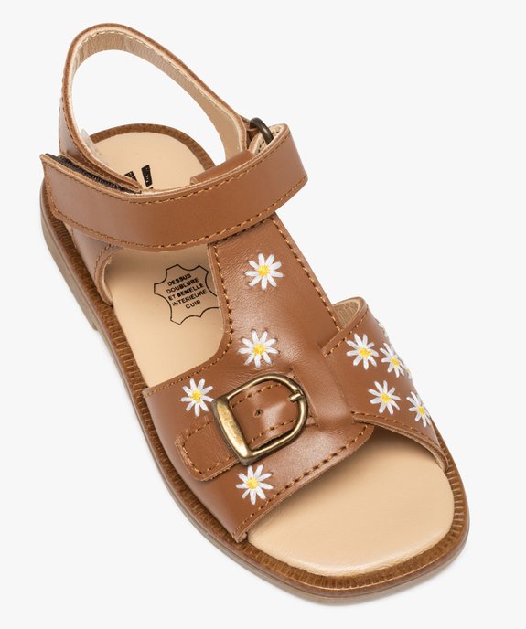 Sandales fille dessus cuir uni brodé fleurs – NA! vue5 - NA! - GEMO