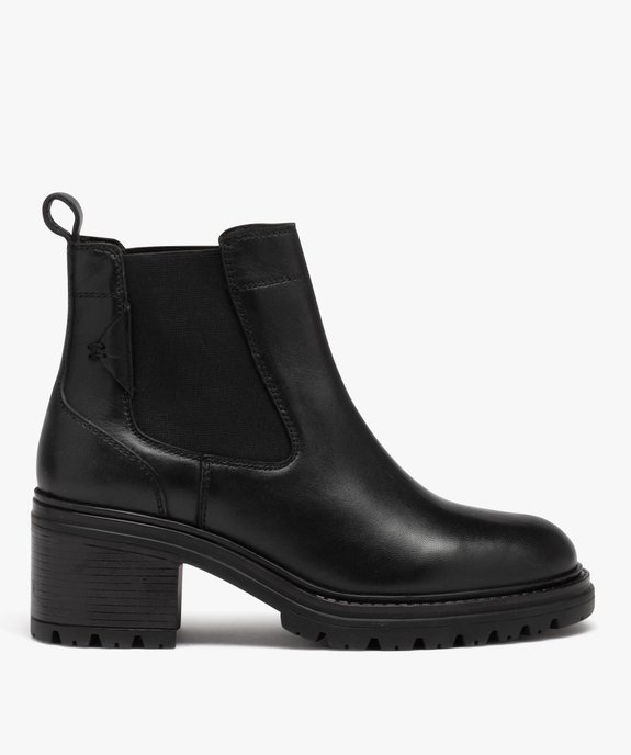Boots femme à talon en cuir uni style Chelsea vue1 - GEMO(URBAIN) - GEMO