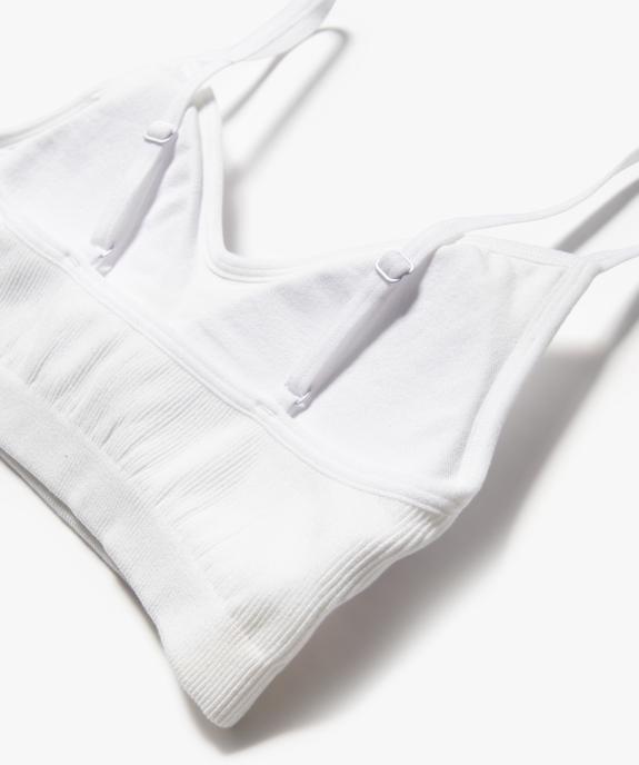 Brassière à fines bretelles en maille côtelée avec mousses amovibles fille vue2 - GEMO (JUNIOR) - GEMO