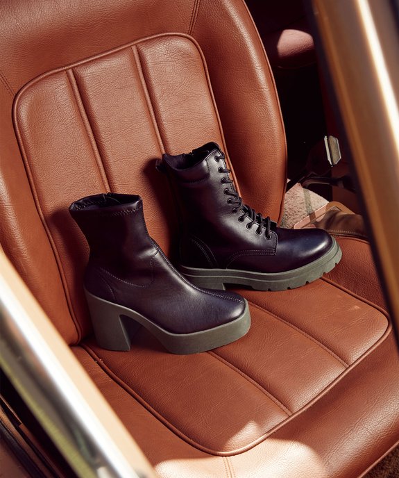 Boots femme sur semelle plateforme et large talon vue6 - GEMO(URBAIN) - GEMO