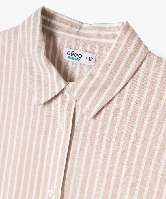 Chemise rayée à manches courtes fille vue2 - GEMO 4G FILLE - GEMO