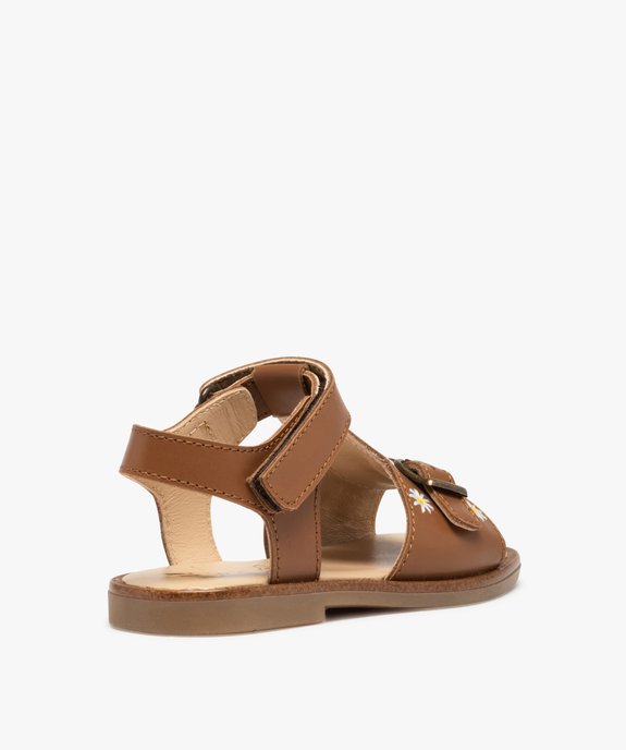 Sandales fille dessus cuir uni brodé fleurs – NA! vue4 - NA! - GEMO