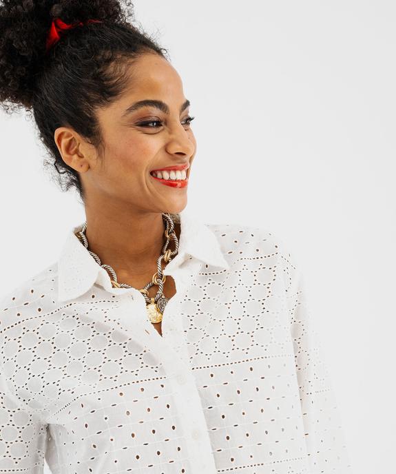 Chemise manches longues coupe courte en broderie anglaise femme vue2 - GEMO(FEMME PAP) - GEMO