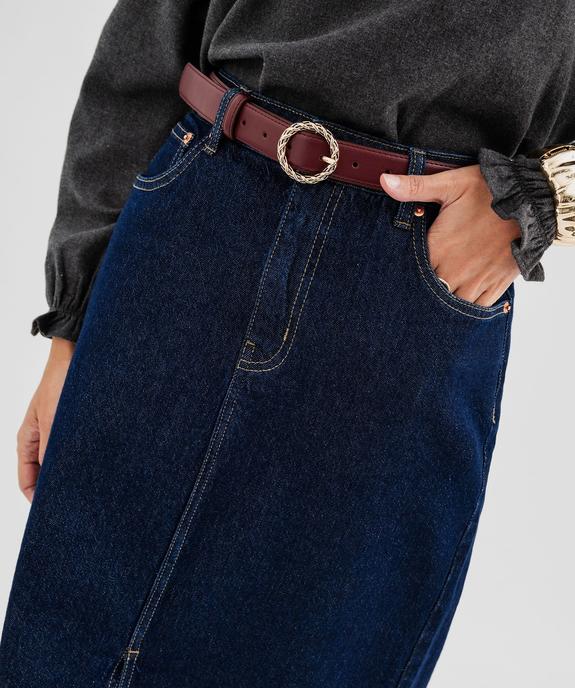 Jupe en jean longue à fente en denim stretch femme vue4 - GEMO 4G FEMME - GEMO