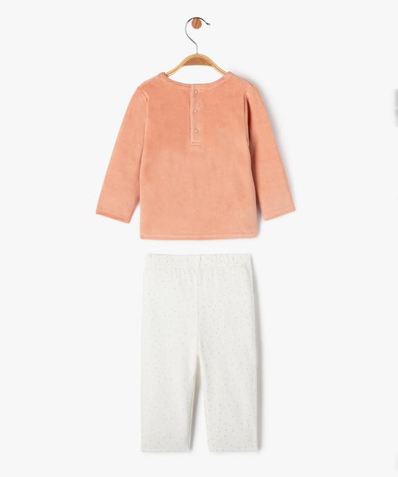 Pyjama 2 pièces en velours avec motif lapin bébé fille vue4 - GEMO(BB COUCHE) - GEMO