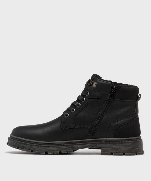 Boots fourrées à lacets, zip et épaisse semelle crantée homme vue4 - MARIO BALDANO - GEMO