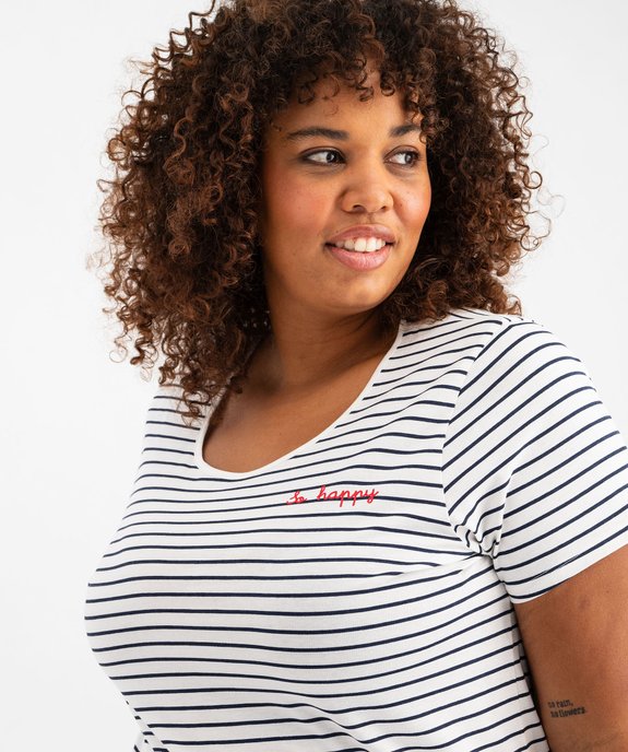 Chemise de nuit à manches courtes avec motifs femme grande taille vue6 - GEMO 4G FEMME - GEMO