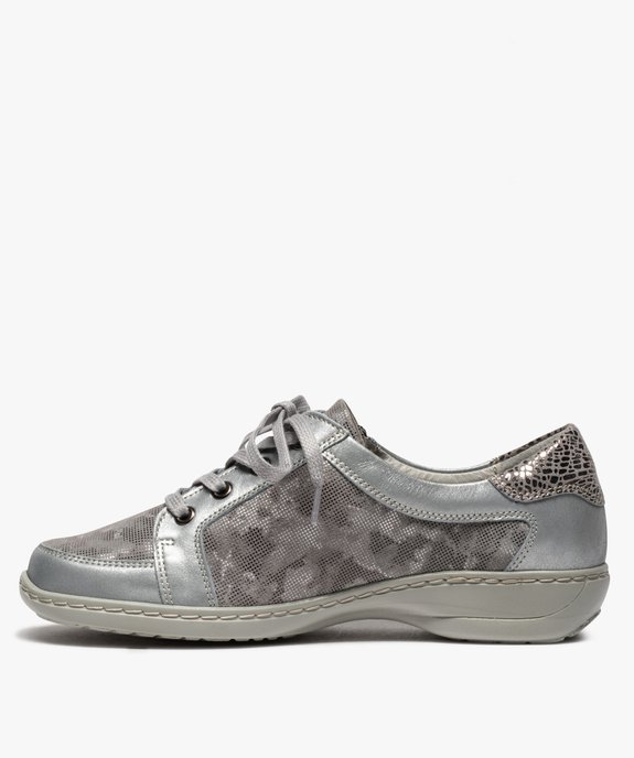 Derbies femme confort à lacets et zip dessus cuir vue3 - GEMO (CONFORT) - GEMO