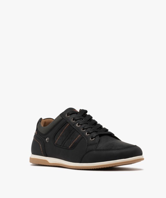 Baskets basses à lacets et jeu de matières homme vue3 - URBAN STEPS - GEMO