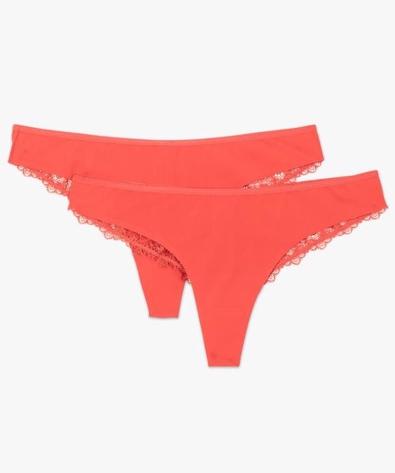Tanga femme en microfibre et dentelle (lot de 2) vue4 - GEMO(HOMWR FEM) - GEMO