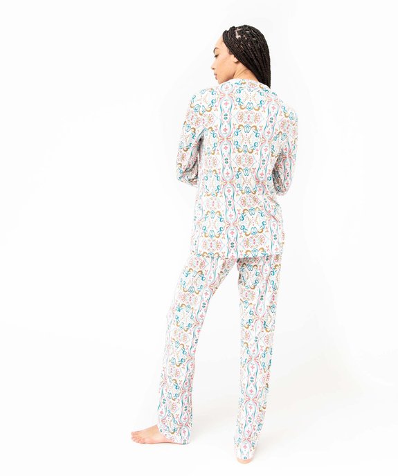 Pyjama deux pièces en viscose femme : chemise et pantalon vue3 - GEMO 4G FEMME - GEMO