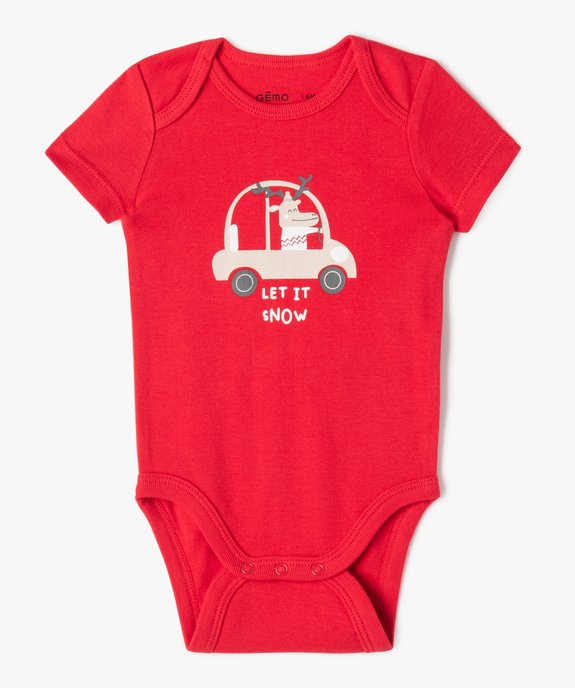 Body à manches courtes spécial Noël bébé (lot de 3) vue2 - GEMO(BB COUCHE) - GEMO
