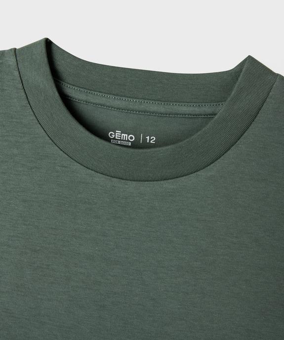 Tee-shirt uni à col rond garçon vue2 - GEMO (JUNIOR) - GEMO