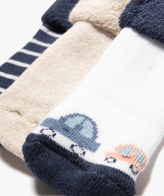 Chaussettes bébé en maille bouclette (lot de 3) vue2 - GEMO 4G BEBE - GEMO