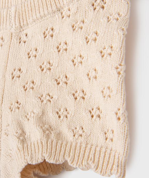 Short en maille ajourée en coton biologique bébé fille vue3 - GEMO 4G BEBE - GEMO