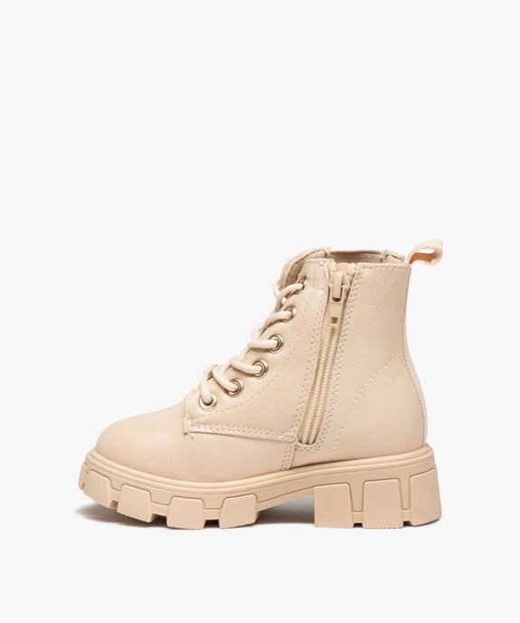 Boots fille unies à semelle épaisse crantée avec zip et lacets vue3 - PREMIER PRIX BY GEMO - GEMO