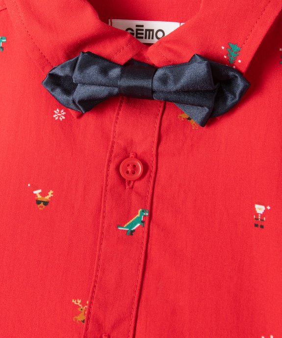 Chemise garçon à manches courtes spéciale Noël avec noeud papillon vue2 - GEMO (ENFANT) - GEMO