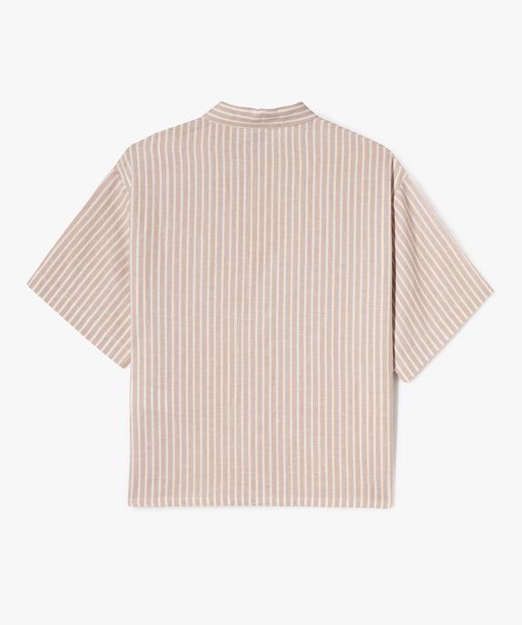 Chemise rayée à manches courtes fille vue3 - GEMO 4G FILLE - GEMO