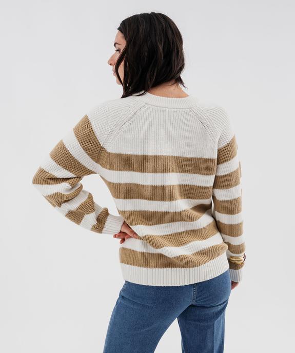 Pull rayé en côtes perlées esprit marinière femme - LuluCastagnette vue4 - LULU CASTAGNETTE GEMO FOR GOOD - GEMO