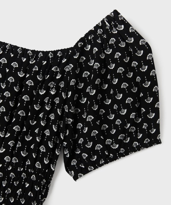 Robe manches courtes col Bardot en viscose fille vue2 - GEMO 4G FILLE - GEMO