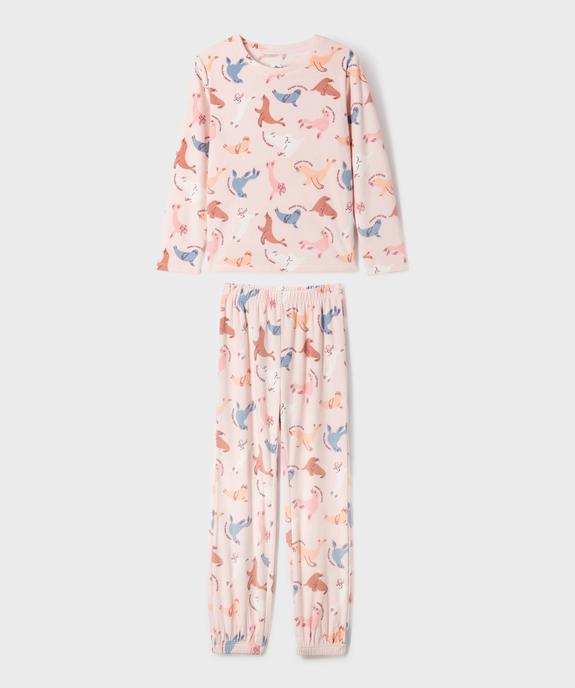 Pyjama en velours duveteux imprimé fille vue1 - GEMO (ENFANT) - GEMO