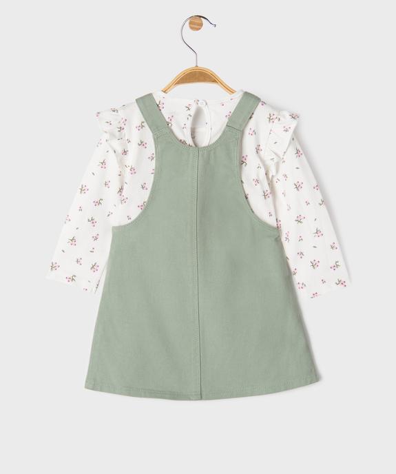 Ensemble 2 pièces bébé fille robe salopette et tee-shirt vue4 - GEMO 4G BEBE - GEMO