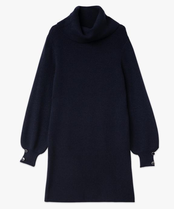 Robe pull à grand col en maille côtelée femme vue4 - GEMO 4G FEMME - GEMO