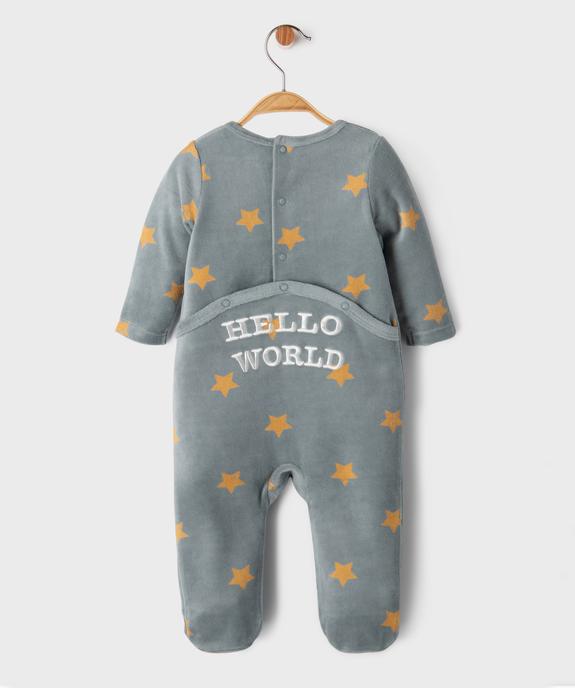Pyjama en velours à pont-dos imprimé étoiles bébé vue3 - GEMO 4G BEBE - GEMO