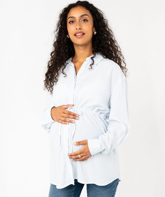 Chemise de grossesse à rayures et liens à nouer vue2 - GEMO 4G MATERN - GEMO