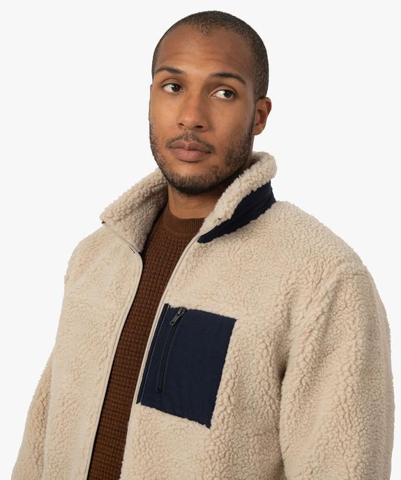 Veste polaire homme zippé en sherpa vue5 - GEMO (HOMME) - GEMO