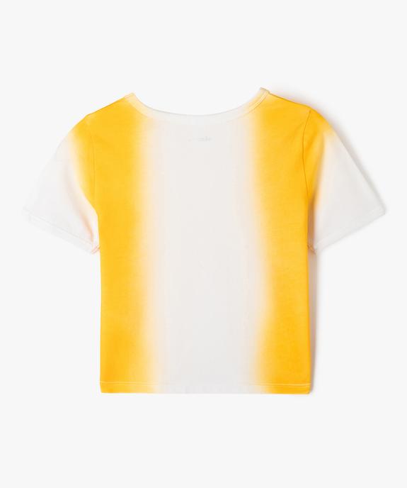 Tee-shirt à manches courtes coupe courte effet tie and dye fille vue3 - GEMO 4G FILLE - GEMO