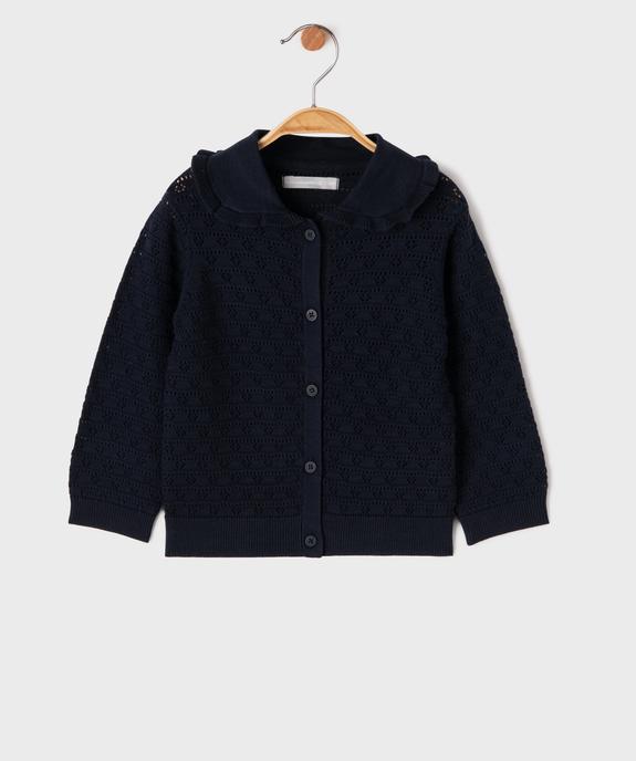 Gilet en coton ajouré à col Claudine bébé fille - LuluCastagnette vue1 - LULUCASTAGNETTE - GEMO